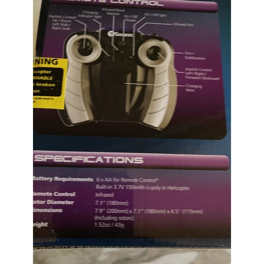 Swann RC Helicopter Purple Sky Slider 4D 4-Channel Gyro Indoor Tech Toy